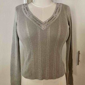 New York & Company silver sparkly knit top